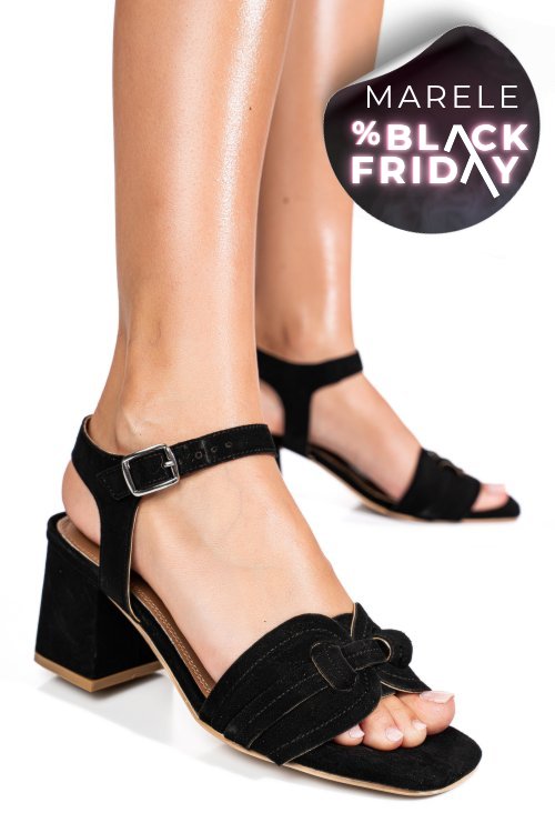 Sandale negre piele naturala intoarsa es77m8659