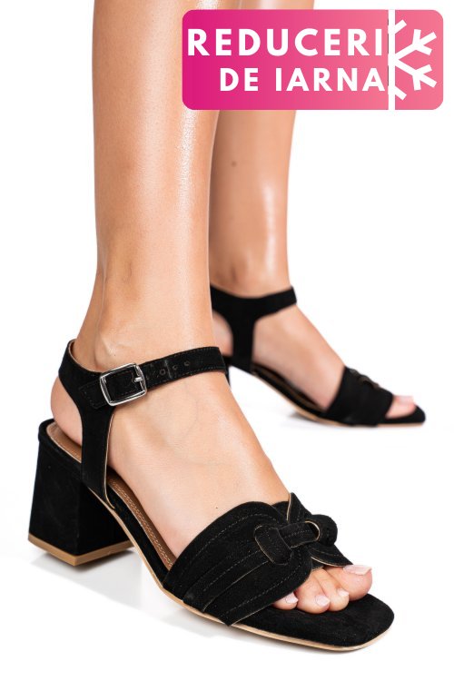 Sandale negre piele naturala intoarsa es77m8659