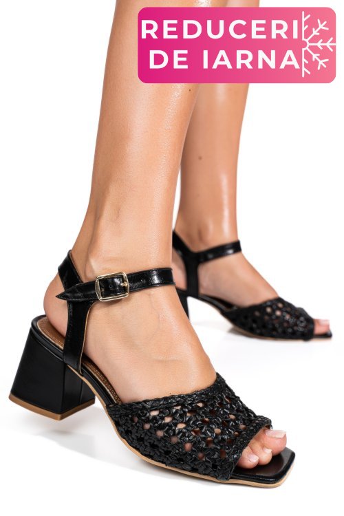 Sandale negre piele naturala es77m8644