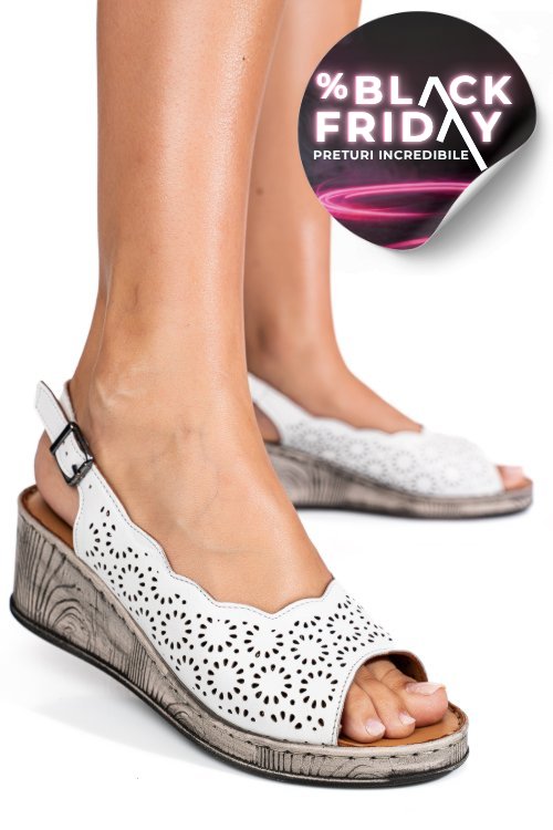 Sandale albe piele naturala 6s7700am