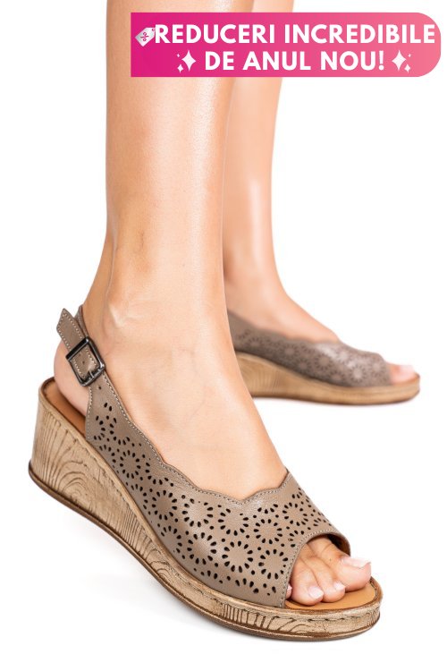 Sandale taupe piele naturala 6s7700am