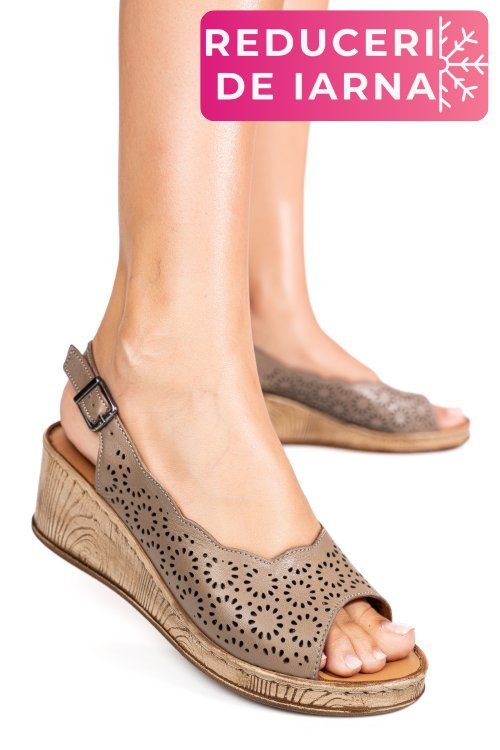 Sandale taupe piele naturala 6s7700am
