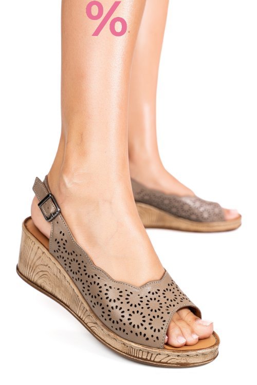 Sandale taupe piele naturala 6s7700am