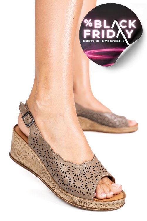 Sandale taupe piele naturala 6s7700am