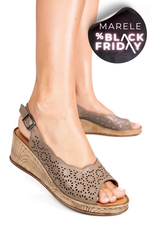 Sandale taupe piele naturala 6s7700am