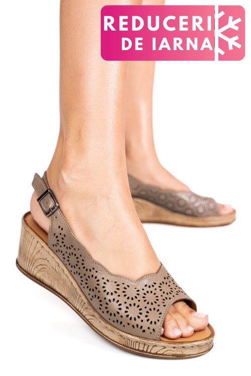 Sandale taupe piele naturala 6s7700am