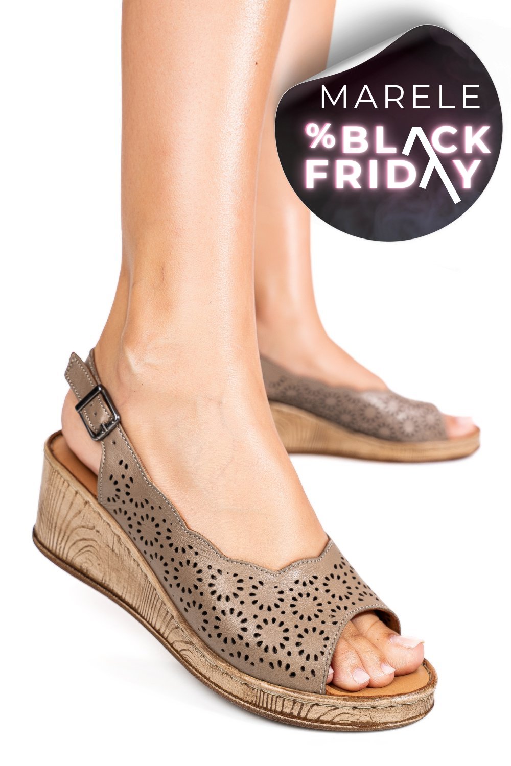 SANDALE TAUPE PIELE NATURALA 6S7700AM