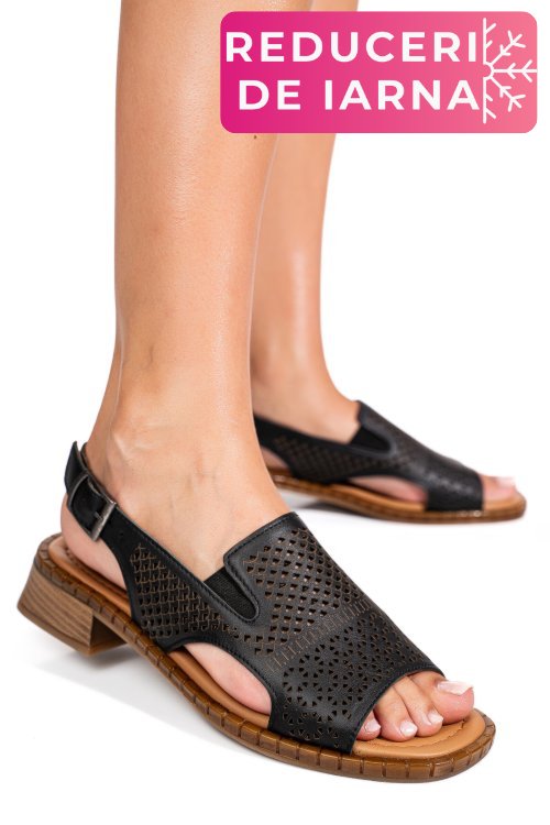 Sandale negre piele naturala 5s770320