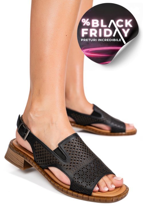Sandale negre piele naturala 5s770320