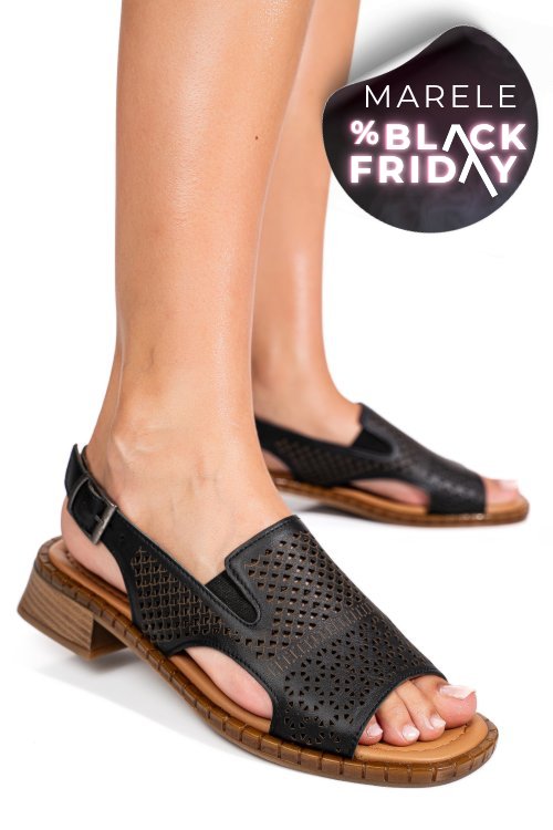 Sandale negre piele naturala 5s770320