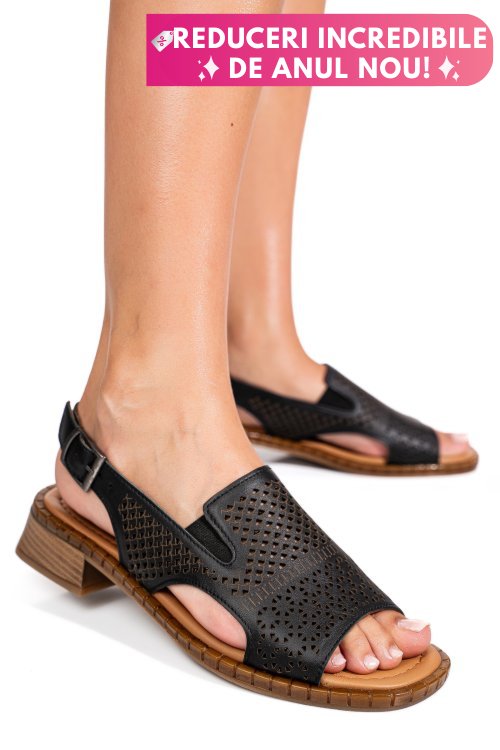Sandale negre piele naturala 5s770320