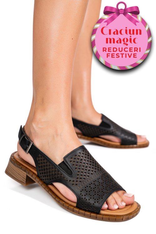 Sandale negre piele naturala 5s770320