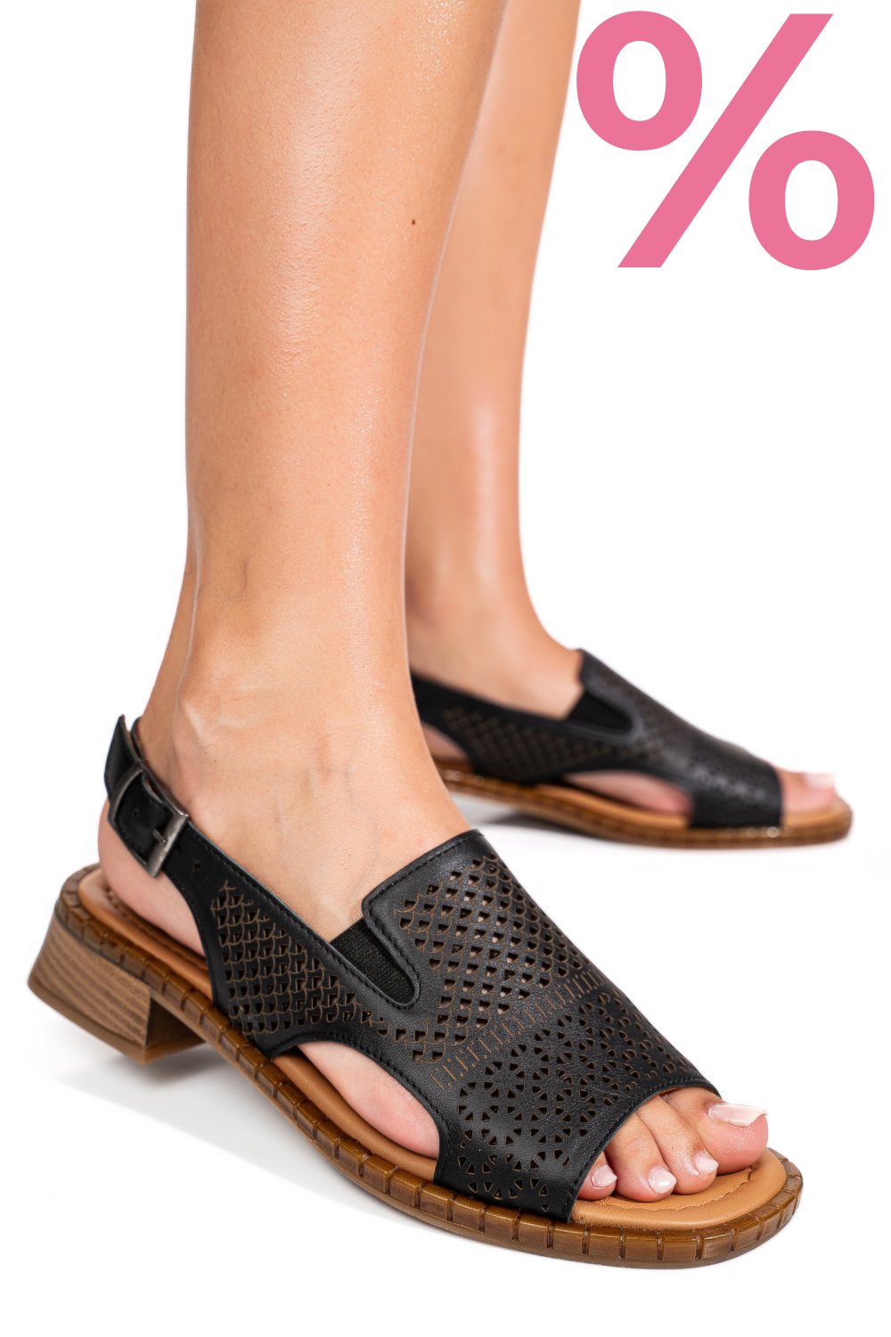 SANDALE NEGRE PIELE NATURALA 5S770320