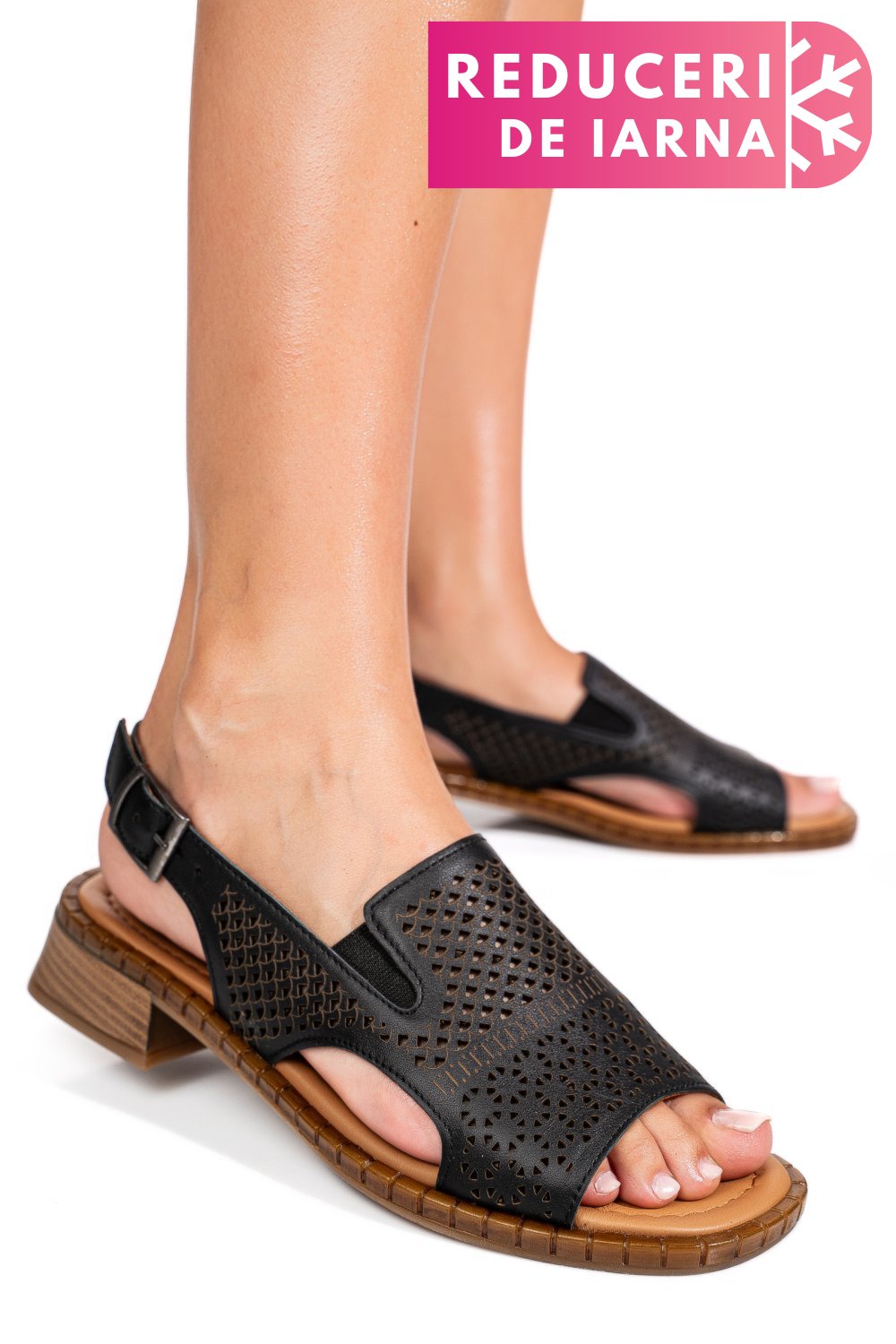 SANDALE NEGRE PIELE NATURALA 5S770320