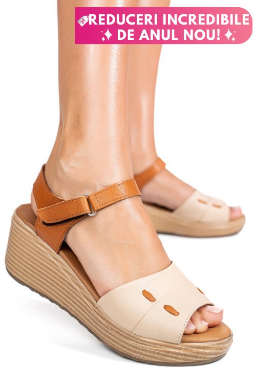 Sandale bej piele naturala 1s7757