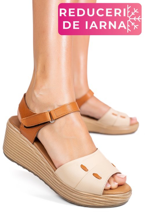 Sandale bej piele naturala 1s7757