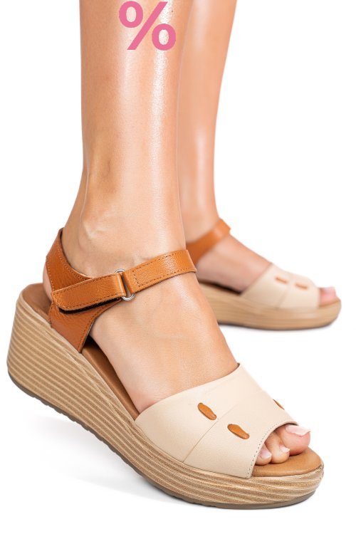 Sandale bej piele naturala 1s7757