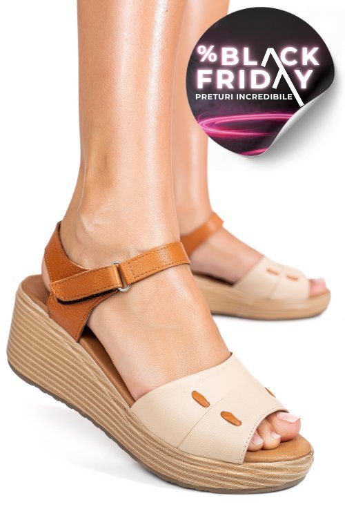 Sandale bej piele naturala 1s7757