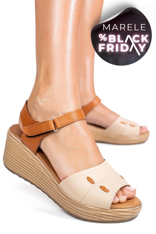 Sandale bej piele naturala 1s7757