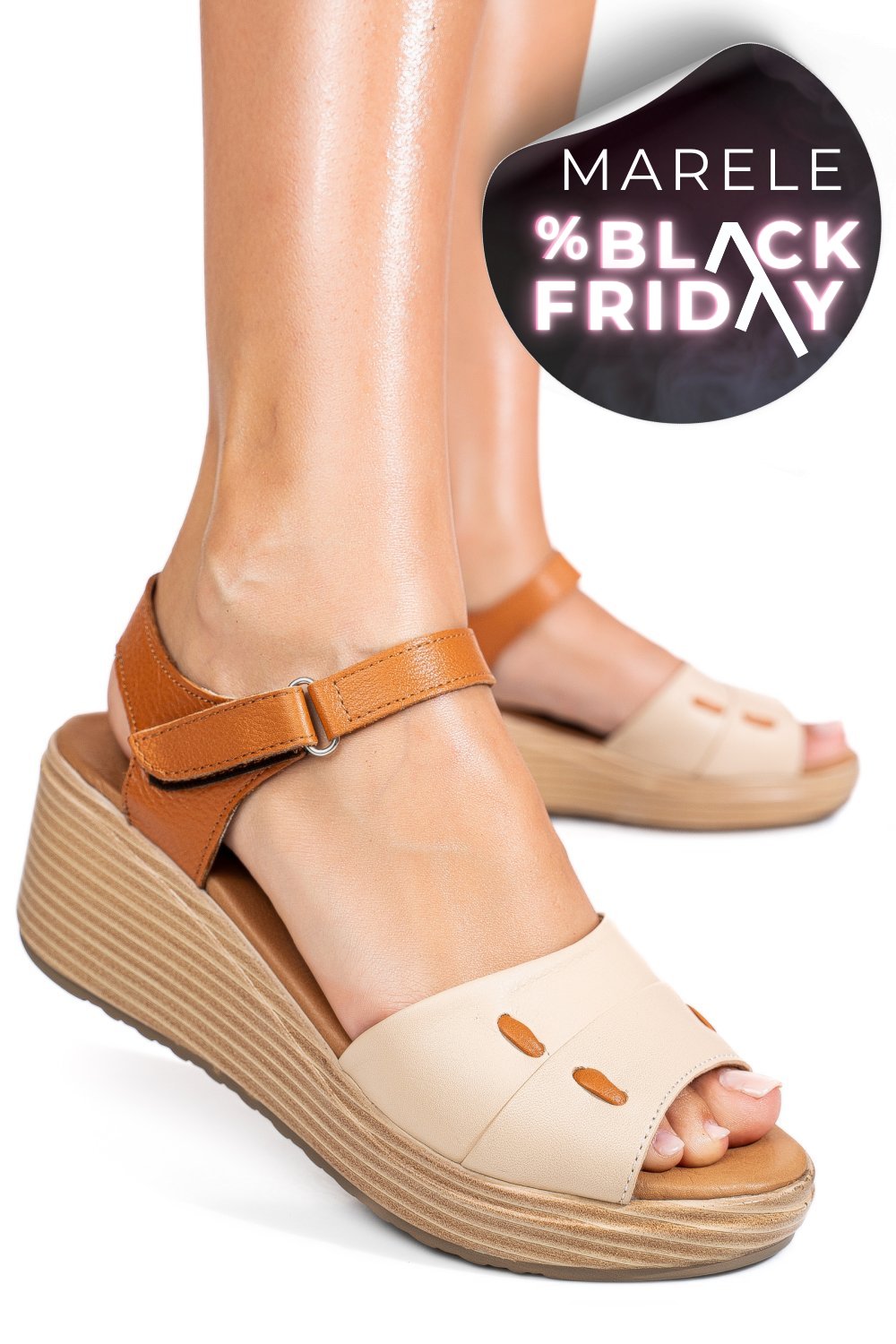 SANDALE BEJ PIELE NATURALA 1S7757