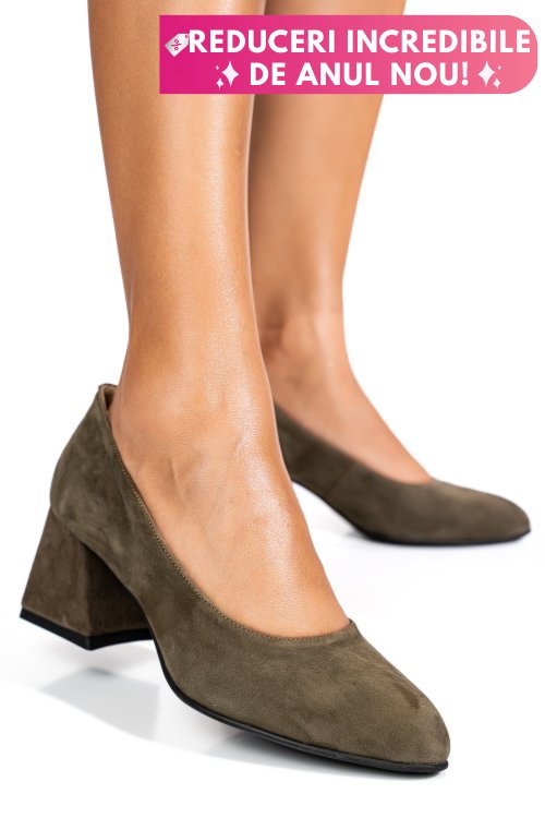 Pantofi khaki piele naturala intoarsa 5s77006