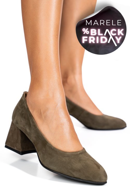 Pantofi khaki piele naturala intoarsa 5s77006