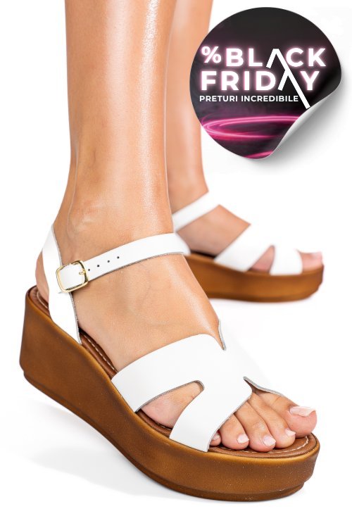 Sandale albe piele naturala ls77ecce