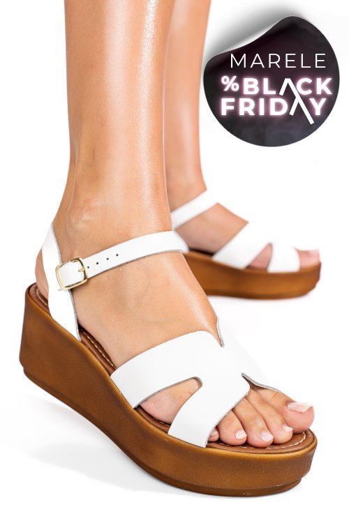 Sandale albe piele naturala ls77ecce