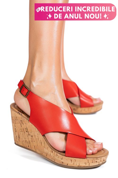 Sandale rosii piele naturala ts77p01c25