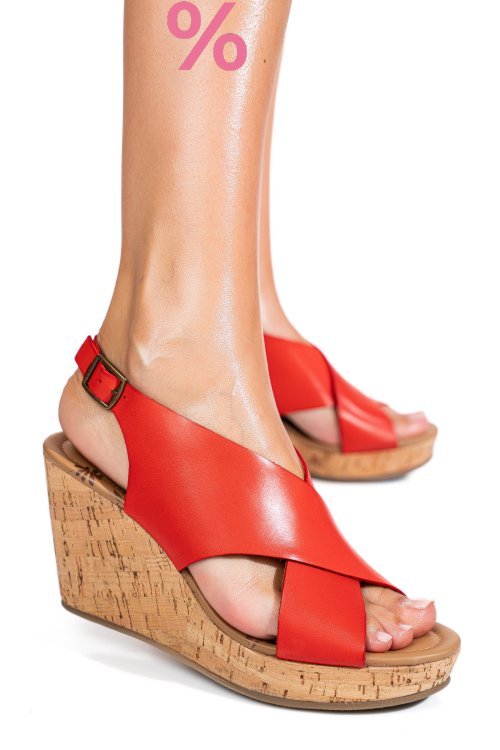 Sandale rosii piele naturala ts77p01c25