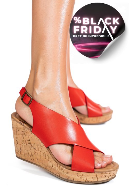 Sandale rosii piele naturala ts77p01c25