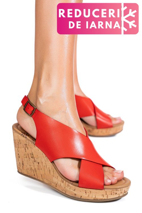 Sandale rosii piele naturala ts77p01c25