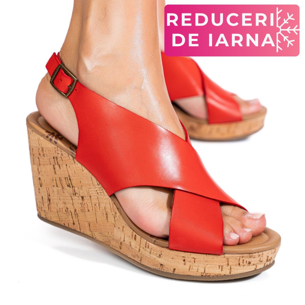 SANDALE ROSII PIELE NATURALA TS77P01C25