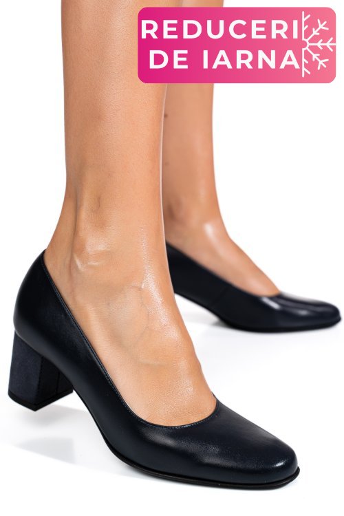 Pantofi dama guban piele naturala bleumarin sidef 3s77475