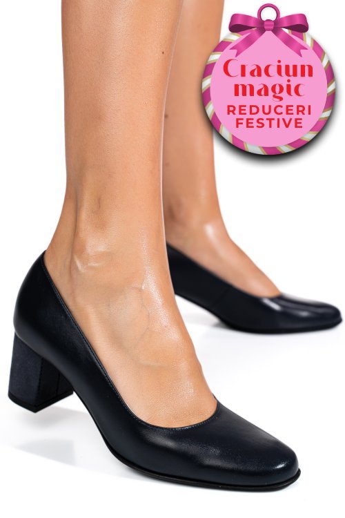 Pantofi dama guban piele naturala bleumarin sidef 3s77475