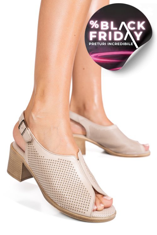 Sandale bej piele naturala 4s7774