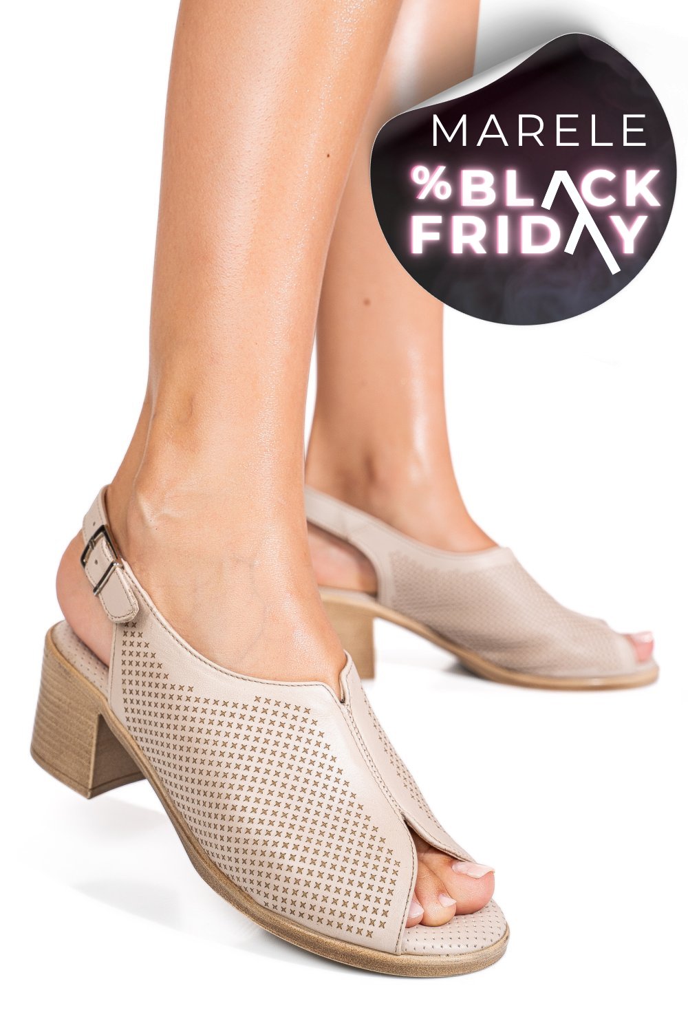 SANDALE BEJ PIELE NATURALA 4S7774