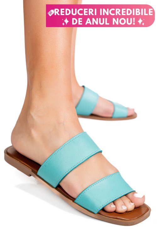 Papuci turcoaz piele naturala ks77zt004