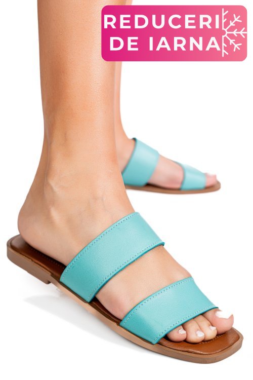 Papuci turcoaz piele naturala ks77zt004