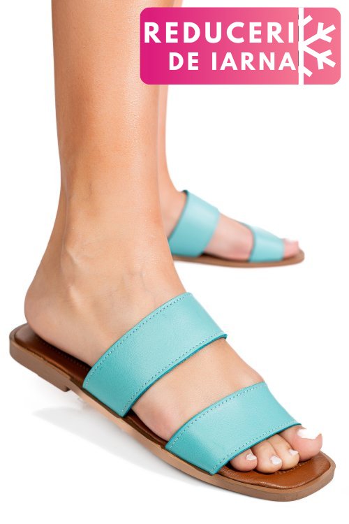 Papuci turcoaz piele naturala ks77zt004