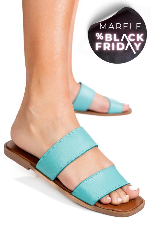 Papuci turcoaz piele naturala ks77zt004