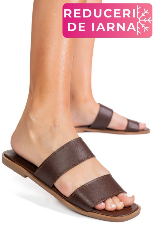 Papuci maro piele naturala ks77zt004