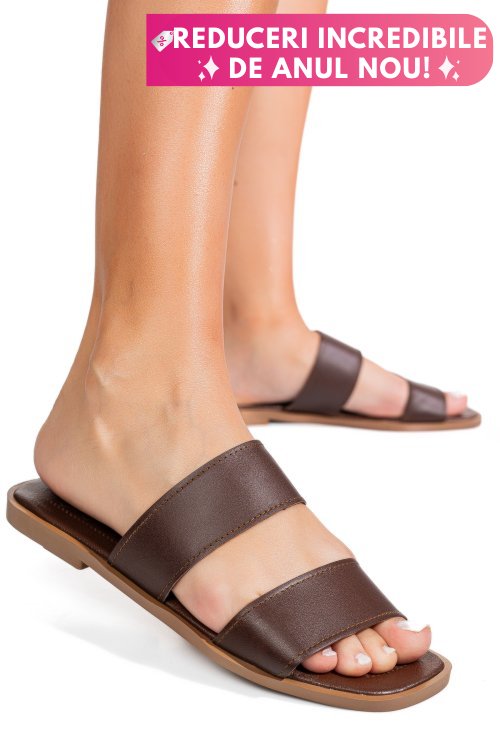Papuci maro piele naturala ks77zt004