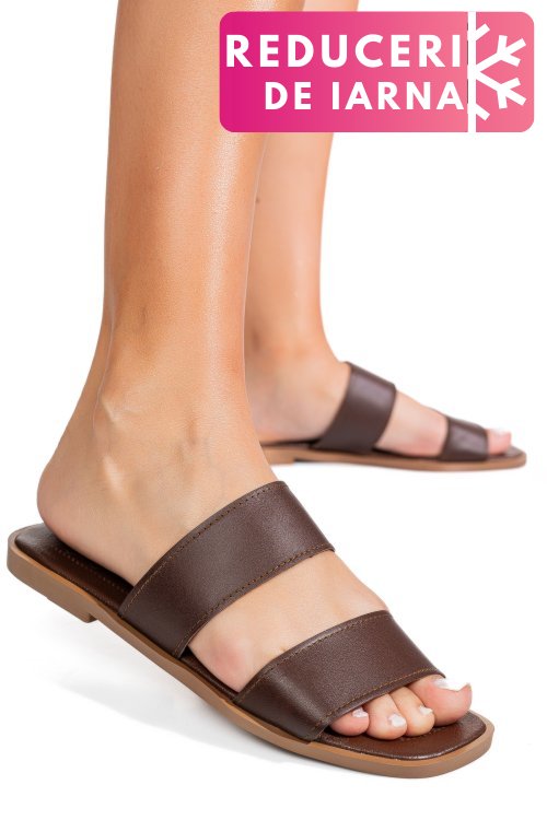 Papuci maro piele naturala ks77zt004