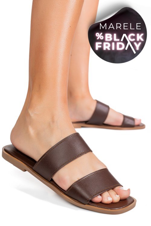 Papuci maro piele naturala ks77zt004