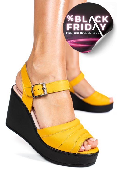 Sandale galbene piele naturala 9pc01