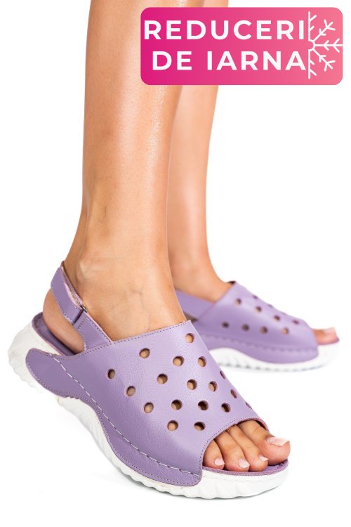 Sandale mov piele naturala 1pc512