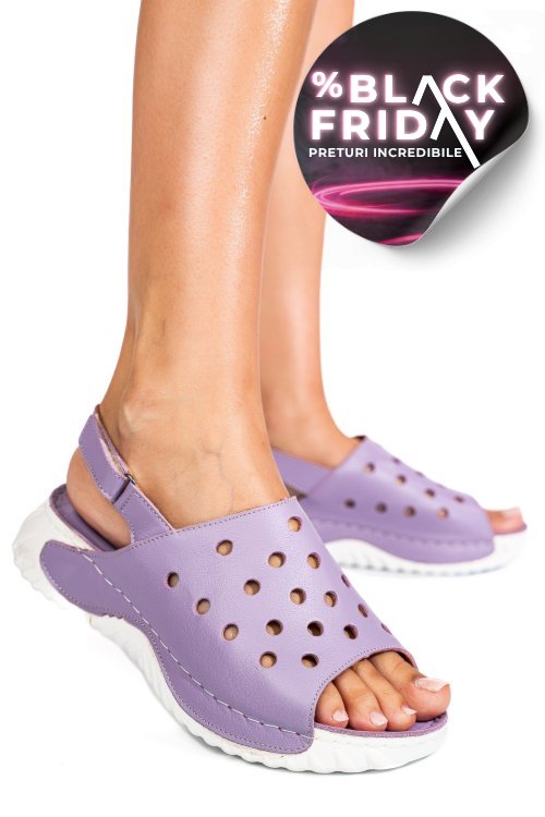 Sandale mov piele naturala 1pc512
