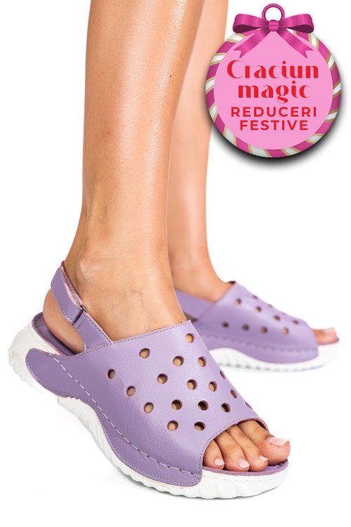 Sandale mov piele naturala 1pc512