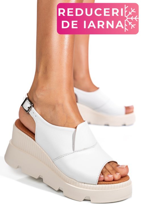 Sandale albe piele naturala ys7711